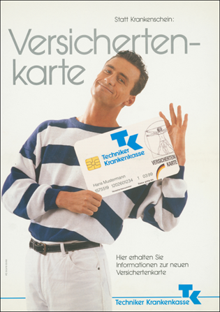 In den 1990ern wird die neue Versichertenkarte beworben